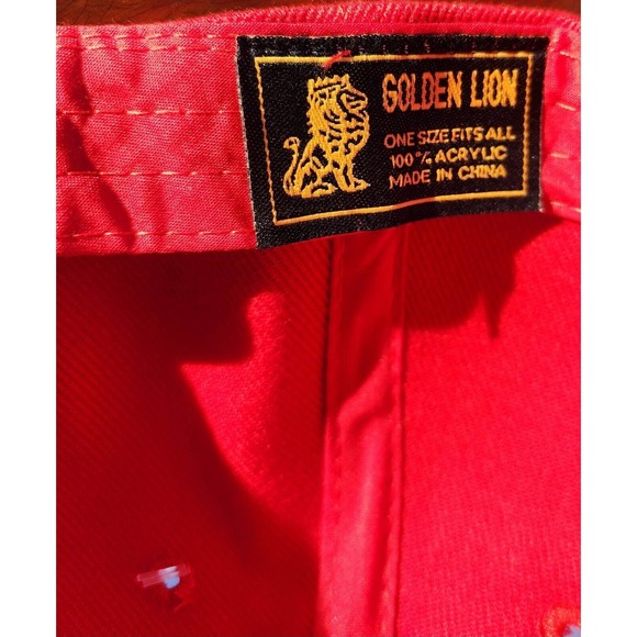 Fire Department Red Hat Strapback Adjustable Baseball Cap Golden Lion - Picture 7 of 7